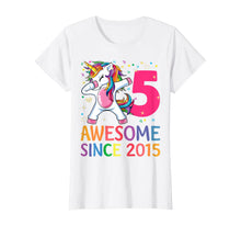 Load image into Gallery viewer, Awesome Since 2015 Dabbing Unicorn 5th Birthday Gift Girls T-Shirt