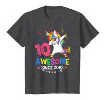 Load image into Gallery viewer, Girls 10th 10yr Birthday Unicorn Dabbing Awesome Since 2010 T-Shirt