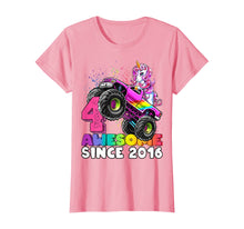 Load image into Gallery viewer, Awesome Since 2016 Unicorn Monster Truck 4th Birthday Gift T-Shirt