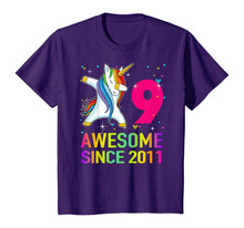 Load image into Gallery viewer, 9 Years Old 9th Birthday Unicorn Dabbing For Girl Party T-Shirt