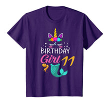 Load image into Gallery viewer, 11th Birthday Girl Unicorn Shirt Mermaid Tail 11 Years Old