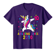 Load image into Gallery viewer, 10th Birthday Dabbing Unicorn Awesome Since 2010 Party T-Shirt