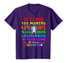 Load image into Gallery viewer, 11 Yrs Old 132 Months of Being Awesome 11th Birthday Unicorn T-Shirt