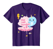 Load image into Gallery viewer, Kids 8th Birthday 8 Year Old Girl Boy Gift Narwhal Sea Unicorn T-Shirt