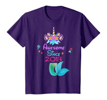 Load image into Gallery viewer, Girls Awesome Since 2013-7th Birthday Unicorn Mermaid Party T-Shirt