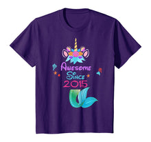 Load image into Gallery viewer, Girls Awesome Since 2015-5th Birthday Unicorn Mermaid Party T-Shirt