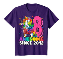 Load image into Gallery viewer, Awesome Since 2012 Flossing Unicorn Tutu 8th Birthday Gift T-Shirt