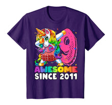 Load image into Gallery viewer, Awesome Since 2011 Dabbing Unicorn Tutu 9th Birthday Gift T-Shirt