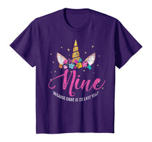 Load image into Gallery viewer, 9 Years Old Birthday Girl Gifts Unicorn 9th Birthday T-Shirt