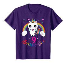 Load image into Gallery viewer, Cute Kitty 9th Birthday Shirt unicorn rainbow 9th bday gift