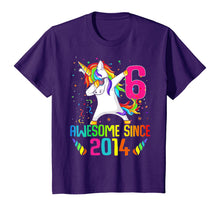 Load image into Gallery viewer, 6 Years Old 6th Birthday Awesome Since 2014 Unicorn Dabbing T-Shirt