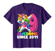 Load image into Gallery viewer, Awesome Since 2011 Dabbing Unicorn 9th Birthday Gift Girls T-Shirt