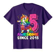 Load image into Gallery viewer, Awesome Since 2015 Flossing Unicorn Tutu 5th Birthday Gift T-Shirt
