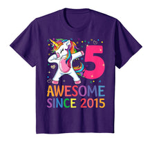 Load image into Gallery viewer, Awesome Since 2015 Dabbing Unicorn 5th Birthday Gift Girls T-Shirt