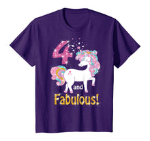 Load image into Gallery viewer, Kids 4 and Fabulous Unicorn Dabbing Birthday shirt outfit