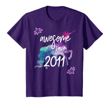 Load image into Gallery viewer, Awesome Since 2011 Unicorn Birthday T-Shirt