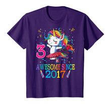 Load image into Gallery viewer, 3rd Birthday Unicorn Awesome Since 2017 T-Shirt