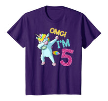 Load image into Gallery viewer, Kids 5th Birthday Dabbing Unicorn T-Shirt omg im 5 year old girl T-Shirt
