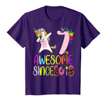 Load image into Gallery viewer, 7 year 7th birthday party dabbing unicorn awesome since 2013 T-Shirt