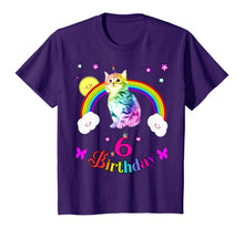 Load image into Gallery viewer, cool cute unique six 6th birthday tee shirt unicorn cat tee T-Shirt