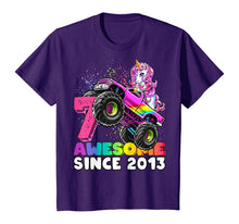 Load image into Gallery viewer, Awesome Since 2013 Unicorn Monster Truck 7th Birthday Gift T-Shirt