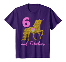 Load image into Gallery viewer, Kids Girls 6th Birthday Unicorn Fabulous 6 Years Old Party Gift T-Shirt