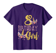 Load image into Gallery viewer, 8 Years Old Birthday Girl Gift Unicorn 8th Birthday T-Shirt