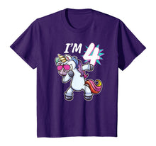 Load image into Gallery viewer, Kids I'm 4 Birthday Unicorn Girls Shirt Unicorn Party Four Gift