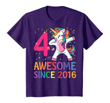 Load image into Gallery viewer, 4 Years Old 4th Birthday Unicorn Dabbing Shirt Girl Party T-Shirt