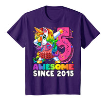 Load image into Gallery viewer, Awesome Since 2015 Dabbing Unicorn Tutu 5th Birthday Gift T-Shirt