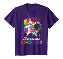 Load image into Gallery viewer, Girls Awesome Since 2012, 8th Birthday Unicorn Dabbing Cute T-Shirt
