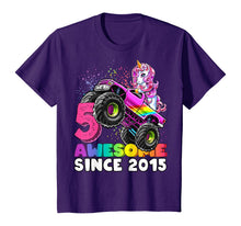 Load image into Gallery viewer, Awesome Since 2015 Unicorn Monster Truck 5th Birthday Gift T-Shirt