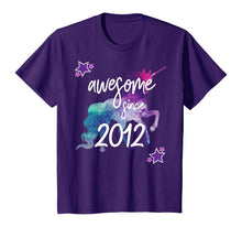 Load image into Gallery viewer, Awesome Since 2012 Unicorn Birthday T-Shirt
