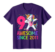 Load image into Gallery viewer, 9 Years Old 9th Birthday Unicorn Dabbing Shirt Girl Party T-Shirt
