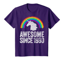 Load image into Gallery viewer, 1980 40th Birthday Gift Unicorn Rainbow 40 Years Old Women T-Shirt