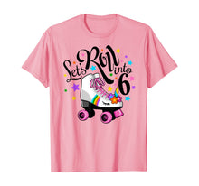 Load image into Gallery viewer, Lets roll into 6 Birthday. Unicorn, Roller skate T-shirt.