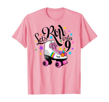 Load image into Gallery viewer, Lets roll into 9 Birthday. Unicorn, Roller skate T-shirt.