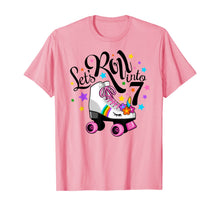 Load image into Gallery viewer, Lets roll into 7 Birthday. Unicorn, Roller skate T-shirt.