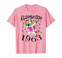 Load image into Gallery viewer, Women Dabbing Unicorn Awesome Since 1963 57th Birthday T-Shirt