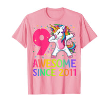 Load image into Gallery viewer, 9 Years Old 9th Birthday Unicorn Dabbing Shirt Girl Party T-Shirt
