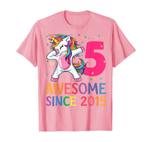 Load image into Gallery viewer, Awesome Since 2015 Dabbing Unicorn 5th Birthday Gift Girls T-Shirt