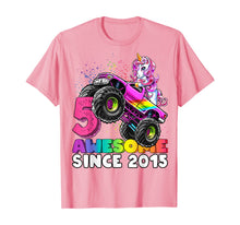 Load image into Gallery viewer, Awesome Since 2015 Unicorn Monster Truck 5th Birthday Gift T-Shirt