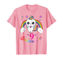 Load image into Gallery viewer, Cute Kitty 9th Birthday Shirt unicorn rainbow 9th bday gift