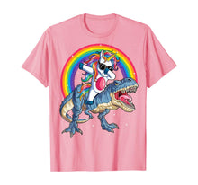 Load image into Gallery viewer, Dabbing Unicorn Dinosaur T rex T shirt Kids Girls Boys Space