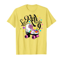 Load image into Gallery viewer, Lets roll into 9 Birthday. Unicorn, Roller skate T-shirt.