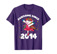 Load image into Gallery viewer, Awesome Since 2014 Ballerina Unicorn Birthday Rainbow Girls T-Shirt