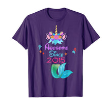 Load image into Gallery viewer, Girls Awesome Since 2015-5th Birthday Unicorn Mermaid Party T-Shirt
