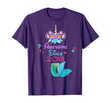 Load image into Gallery viewer, Girls Awesome Since 2013-7th Birthday Unicorn Mermaid Party T-Shirt