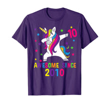 Load image into Gallery viewer, 10th Birthday Dabbing Unicorn Awesome Since 2010 Party T-Shirt