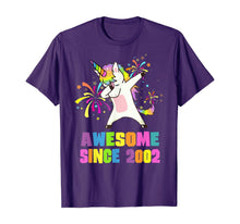 Load image into Gallery viewer, 18 Years Old 18th Birthday Awesome Since 2002 Unicorn T-Shirt
